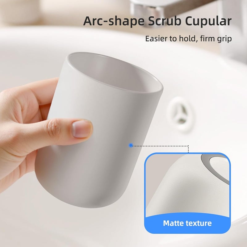 MOPMS Toothbrush Cup 13oz 380ml, Unbreakable Reusable Bathroom Tumbler 2Pcs, Non-Slip Plastic Bathroom Cup Toothbrush Holders for Bathroom, Grey - Image 5